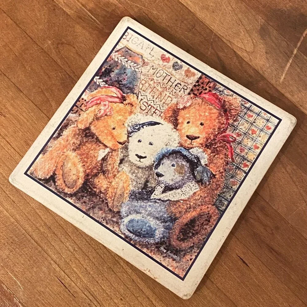 Vintage Teddy Bear Coasters Set of 4